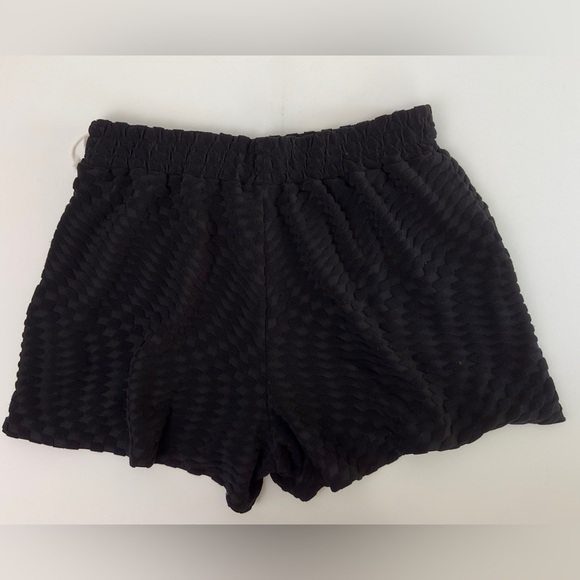 GOOD AMERICAN Black Jacquard Terry Loose Fit Mid Rise Elastic Waist Shor… - Picture 3 of 8